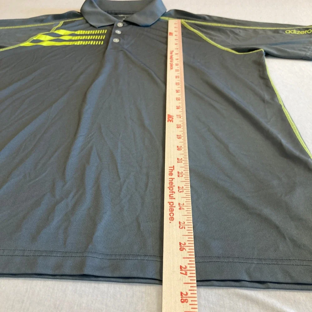 Adidas Golf Mens L Adizero‎ Polo Shirt Gray Lime Green Z87641 Large